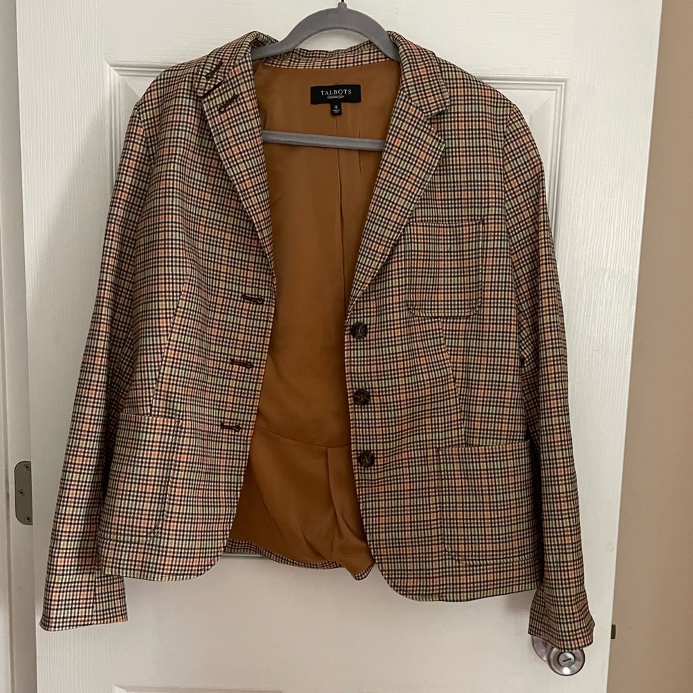 Plaid Wool Blend Talbots Blazer